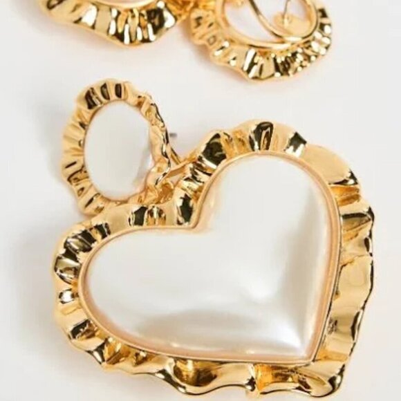 New Lele Sadoughi 14K Gold-Plated & Resin Heart Ruffle Pearl Drop Earrings - Picture 5 of 8